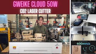 Gweike Cloud 50w CO2 laser cutter and engraver cutting plywood 12quot thick solid wood and acrylic [upl. by Lorn]