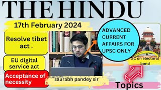 The Hindu Editorial amp News Analysis I 17th February 2024 I Resolve tibet act I Saurabh Pandey [upl. by Gershon590]