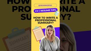 Write the Best Professional Summary for your CV cv resume cvtips resumetips cvwriting hrtips [upl. by Mahalia385]