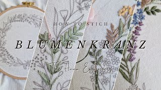 Wir sticken den Blumenkranz Step by Step Modern Embroidery Blumen sticken [upl. by Kolnos]