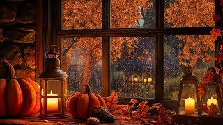 Rainy Autumn Night  Relax with Rain Outside Rain On Window and Breeze Sounds [upl. by Akinet217]