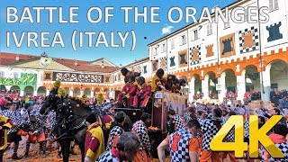 BATTLE OF THE ORANGES Carnival of Ivrea – Italy 🇮🇹 4K [upl. by Raoul]