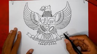 Menggambar Garuda Pancasila Lengkap Dengan Narasi [upl. by Nekcerb]