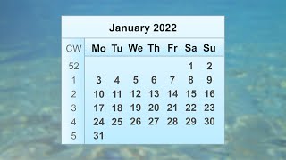 January 2022 Calendar [upl. by Ennobe]