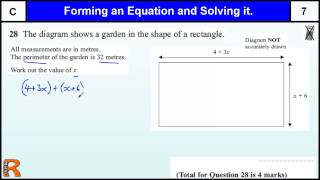 Forming an equation and solving it GCSE Maths Foundation revision Exam paper practice amp help [upl. by Aissatsana]