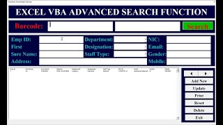 EXCEL VBA ADVANCED SEARCH FUNCTION  EMPLOYEE DATA BASE  Sobanan Knowledge Sharing [upl. by Shina]