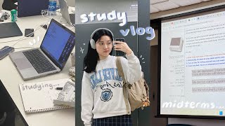 study vlog ☁️ midterms season late nights at library cramming for exams uni life 📑 [upl. by Trebled788]