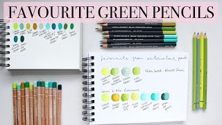 My Favourite Green Pencils  Including Watercolour Pencils  Swatches [upl. by Beverie]