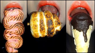 Marshmallow ASMR  ROASTED Marshmallow STRETCHY Marshmallow Chocolate dipped Marshmallow [upl. by Fujio]