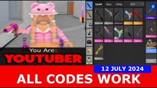 ALL CODES WORK 🏖️ Youtuber Murder Game ROBLOX  JULY 12 2024 [upl. by Reseta]