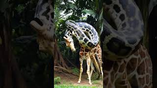 Giant python fights with giraffe animals [upl. by Nylecyoj]