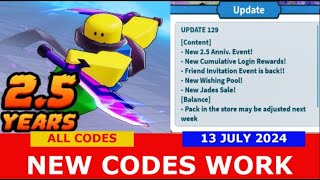 NEW UPDATE CODES 🎂25 Anni Weapon Fighting Simulator ROBLOX  ALL CODES  JULY 13 2024 [upl. by Aggy]