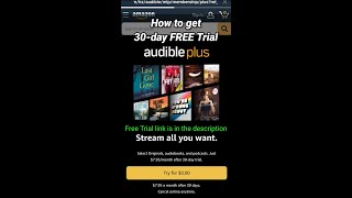 How to get 30 days free trial Amazon Audible Plus shorts audiobook amazon [upl. by Claman411]