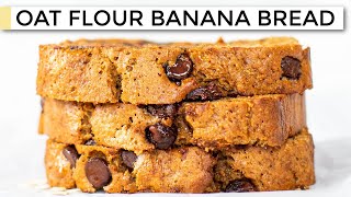 BANANA BREAD WITH OAT FLOUR  easy healthy moist recipe [upl. by Katzen]