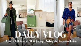 VLOG Fashion Week Haul  PR Unboxing Fall Fashion Sales Packing for Milan  Paris  MONROE STEELE [upl. by Traci]