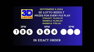 5PM LOTTO DRAW RESULTS TODAY SEPTEMBER 92024 [upl. by Niknar]