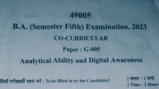 49005 ANALYTICAL ABILITY AND DIGITAL AWARENESS  BA 5th sem  Cocurricular  BA  BSC [upl. by Frances528]