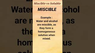 difference between Miscible and Soluble  miscible vs soluble shorts science [upl. by Antoine644]