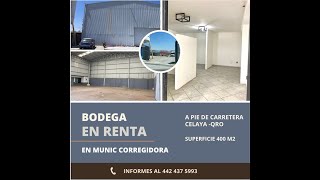 QUERETARO Corregidora  Renta de bodega de 400m2 a pie de Carr QroCelaya [upl. by Ingunna]