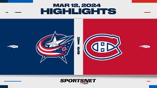 NHL Highlights  Blue Jackets vs Canadiens  March 12 2024 [upl. by Rramo]