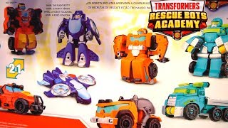 Transformers Rescue Bots Academy Rescan Toys Bumblebee Track Tower Flip Racers [upl. by Iniretake]