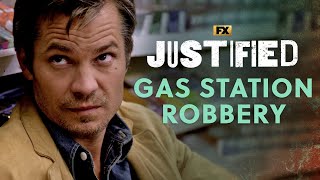 Raylan Gets Caught Up In A Gas Station Robbery  Scene  Justified  FX [upl. by Vanda874]