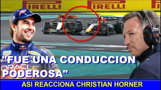 ASI REACCION CHRISTIAN HORNER a PENALIZACION de CHECO PEREZ GP ABU DHABI FORMULA 1 [upl. by Niwdog]