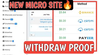 New Micro Legit site  handbucks withdraw proof  new earning real website handbuckscom [upl. by Nadual]