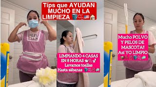 TIPS QUE AYUDAN MUCHO EN LA LIMPIEZA limpiando 4 casas en un solo dia mucho pelo de mascota [upl. by Amikan]