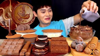 ASMR 초코초코 초코파티🍫초코푸딩 초콜릿 아이스크림 초코바 초코빵 먹방 Chocolate Dessert Party Choco Cake With Choco Milk MuKBang [upl. by Mechling279]