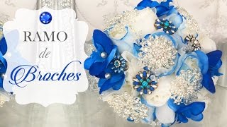 Ramo de broches blanco y azul Ramo joya con rosas y orquideas  Ioana d´Art [upl. by Yrocej]