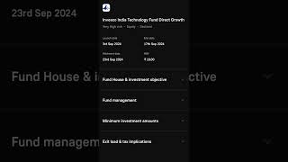 Invesco India Technology Fund Direct Growth  INVESCO INDIA MUTUAL FUND NFO  shorts mutualfund [upl. by Julianna]