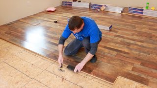 How to install Lowe’s Quickstep Studio Restoration Oak Laminate Flooring Awesome Looking and cheap [upl. by Hefter658]