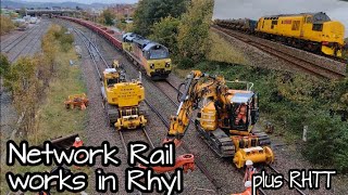 Rhyl 31102021  Network Rail Engineering works  ballast train  RHTT Class 56 66 70 97 Prestatyn [upl. by Ardnassak]