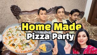 Home made pizza party 🥳  Home made pizza without oven  Huma Mahreen Vlogs [upl. by Klusek]