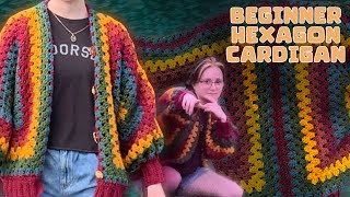 Beginner HEXAGON CARDIGAN TUTORIAL kind of [upl. by Katleen]