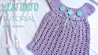 Aprende a tejer un vestido para bebé paso a paso 1 de 2  Tutorial Liliana Milka [upl. by Noval]