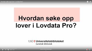 Hvordan søke opp lover i Lovdata Pro [upl. by Darrelle871]