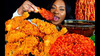 SPICY FRIED CHICKEN MUKBANG  2x SPICY NOODLES  MUKBANG  CAJUN SEAFOOD BOIL SAUCE  ASMR EATING [upl. by Mirak]