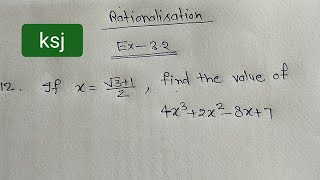 que 12 ex 32 Rationalisation Class 9th RD Sharmas Solutions Maths ksj453 [upl. by Quirk98]