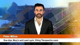 Dow dips Macys and Lowes gain Viking Therapeutics soars [upl. by Hakim]