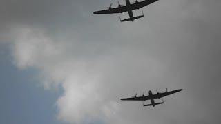 Lancaster Bombers flypast at Dambusters Derwent Dam 21092014 [upl. by Einamrej]