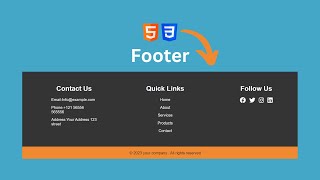 footer html css footer design in html css  Tarun Code [upl. by Mettah210]