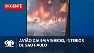 Avião cai em Vinhedo interior de São Paulo e provoca incêndio [upl. by Erdman]