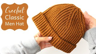 Crochet An Easy Classic Fisherman Hat  Men Beanie [upl. by Perl974]