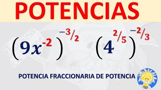 POTENCIAS con EXPONENTE FRACCIONARIO NEGATIVO  POTENCIA DE POTENCIAS  Juliana la Profe [upl. by Eetnwahs]