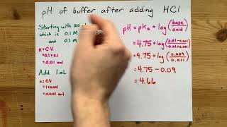 Find the pH of a Buffer after Adding HCl [upl. by Nellahs]