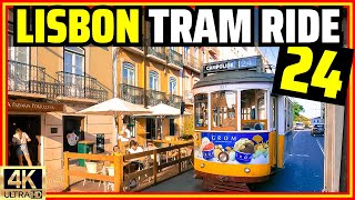 Riding Lisbon Tram 24 😁From Campolide to Chiado District Portugal 4K [upl. by Attolrahc124]