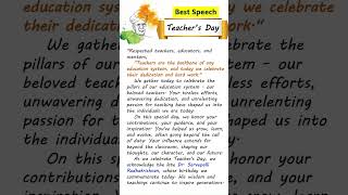 Teachers Day Speech in English  How to start Teachers Day Speech  Best Speech for a teacher [upl. by Nileek]