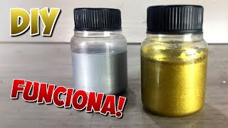 Como fazer Tinta dourada e prateada em casa DIY [upl. by Aicilas435]